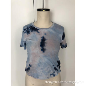 Tie-dye short sleeve blouse